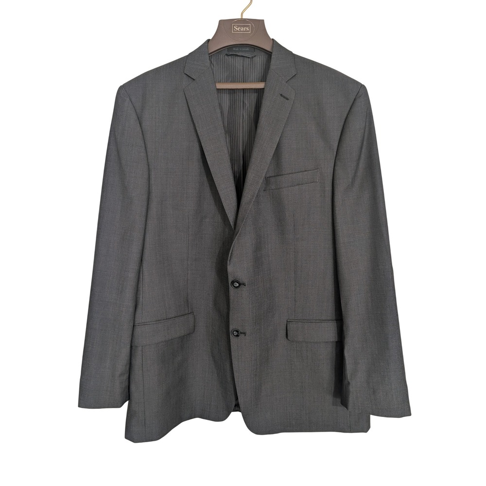 Calvin Klein slim-fit 46L charcoal fine herringbone wool sport coat Union made